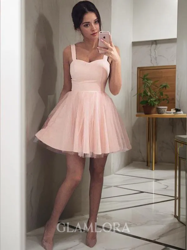 A-line Straps Classic Sleeveless Stretch Crepe Short/Mini Homecoming Dress