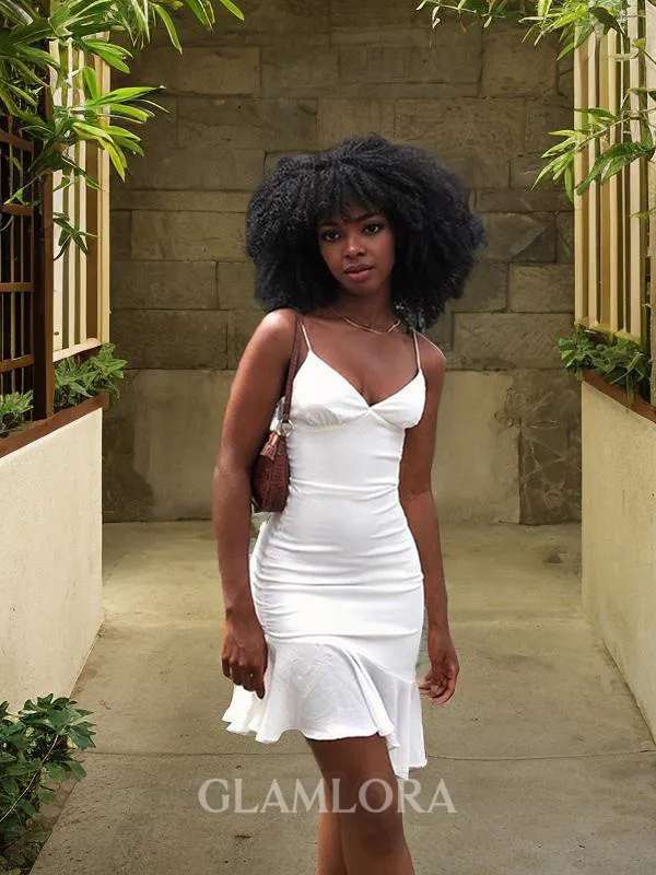 Sheath/Column V-Neck Sleeveless Flattering Jersey Short/Mini Homecoming Dress With Ruffles