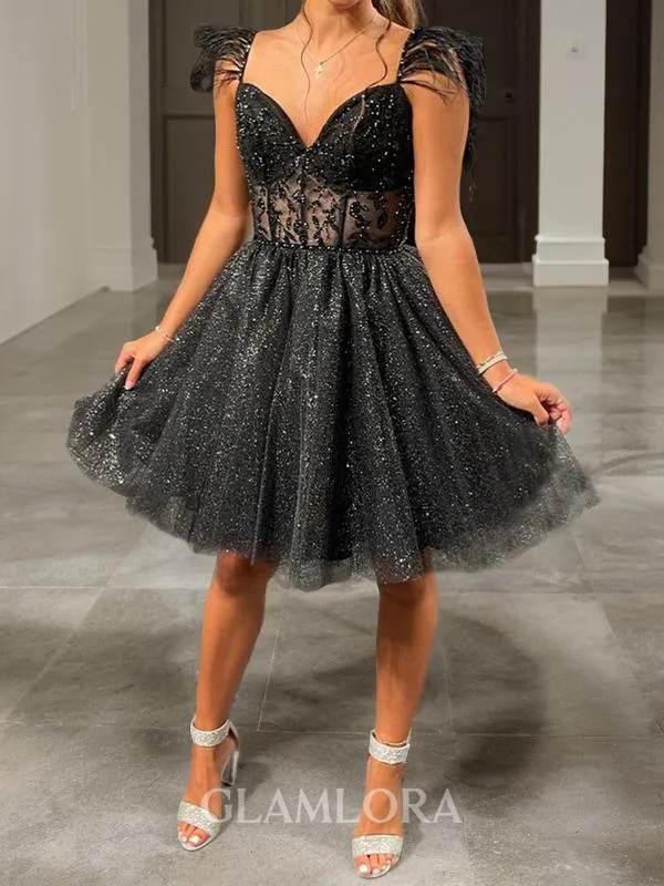 Unforgettable A-line Straps Corset Short/Mini Homecoming Dress With Applique