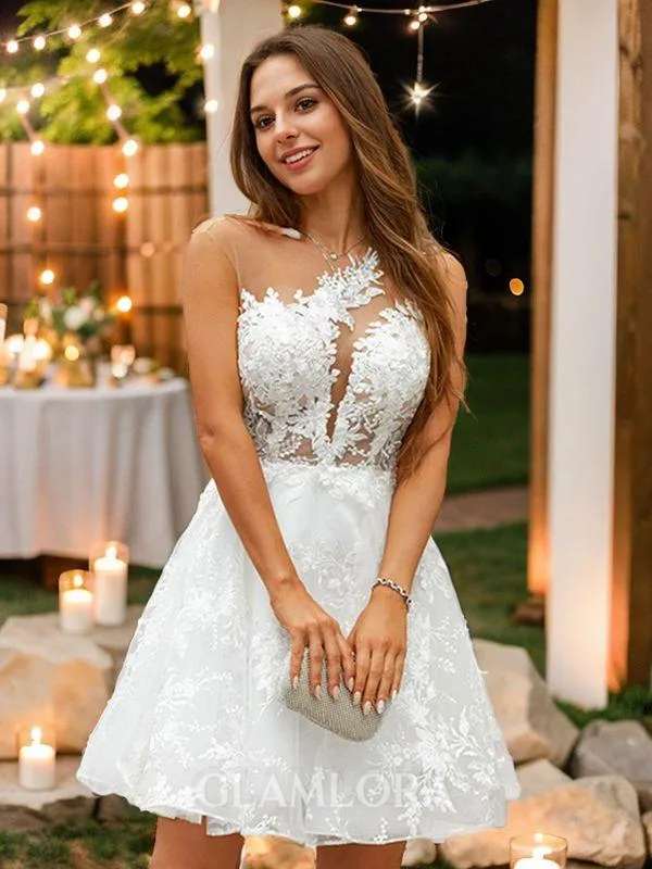 A-line Scoop Timeless Sleeveless Short/Mini Tulle Homecoming Dresses