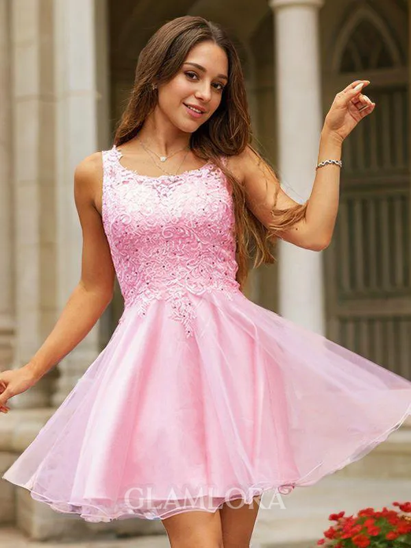 A-line Scoop Refined Sleeveless Short/Mini Tulle Homecoming Dresses