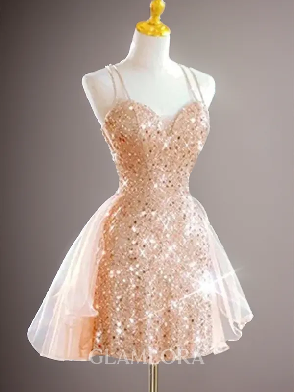 Delicate A-line Straps Short/Mini Homecoming Dress