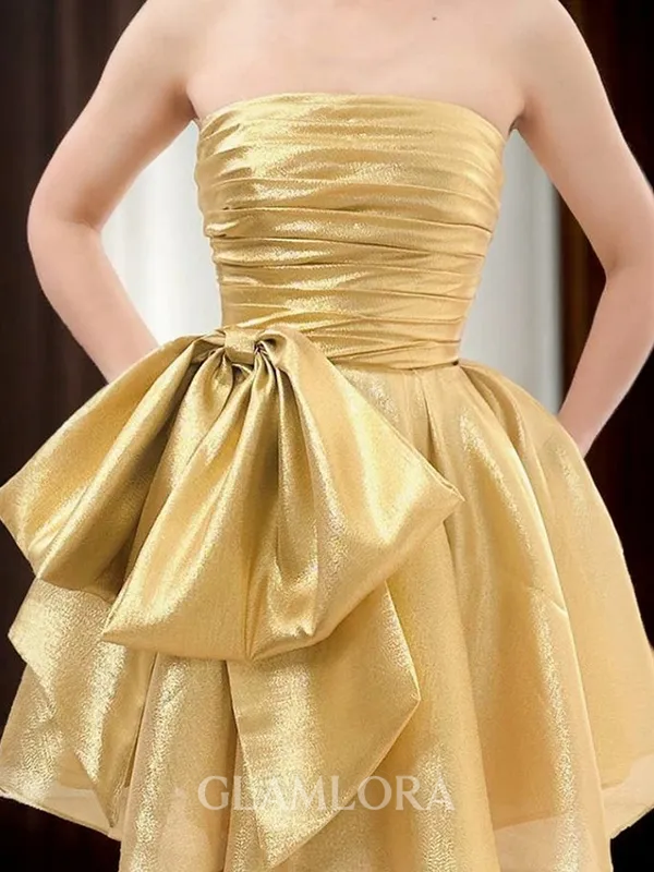 A-line Bow Straight Glam Short/Mini Homecoming Dress