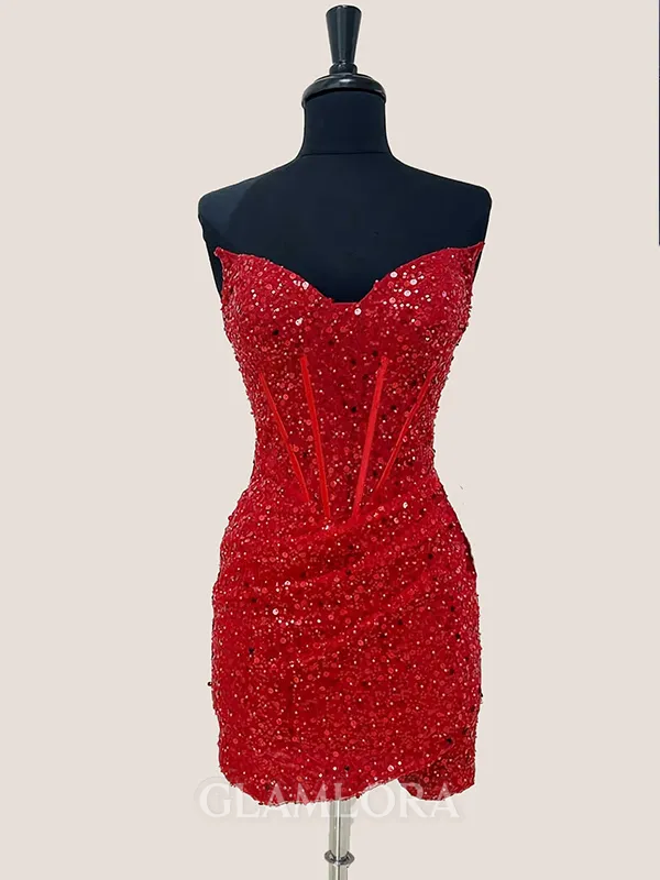 Sheath Delicate Sweetheart Sequin Short/Mini Corset Homecoming Dress