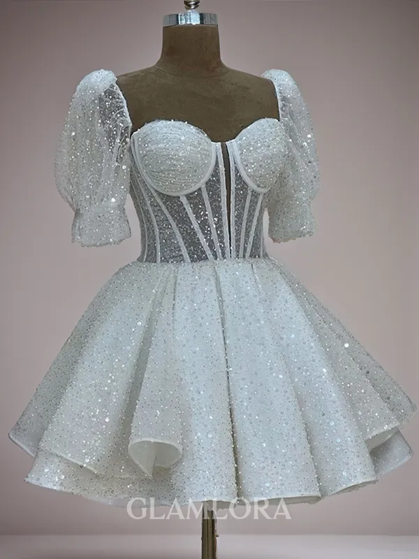 Short Square Stunning A-line Sleeves Short/Mini Corset Homecoming Dress