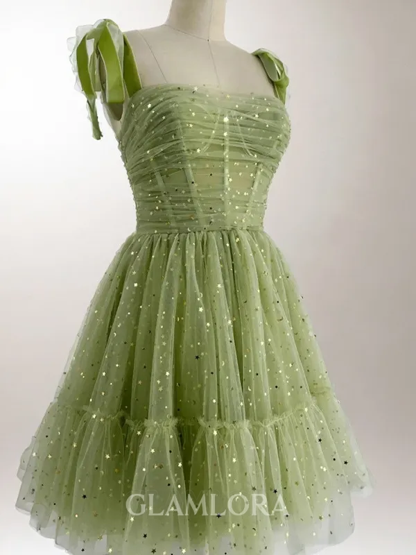 Aristocratic A-line Straps Pleated Short/Mini Tulle Corset Convertible Homecoming Dress