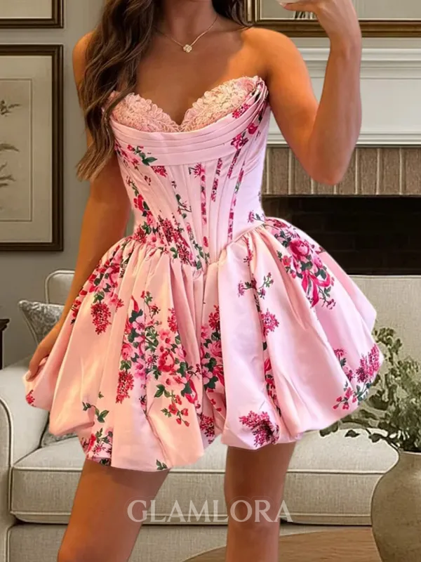 Magnificent A-line Sweetheart Appliques Lace Short/Mini Corset Homecoming Dress