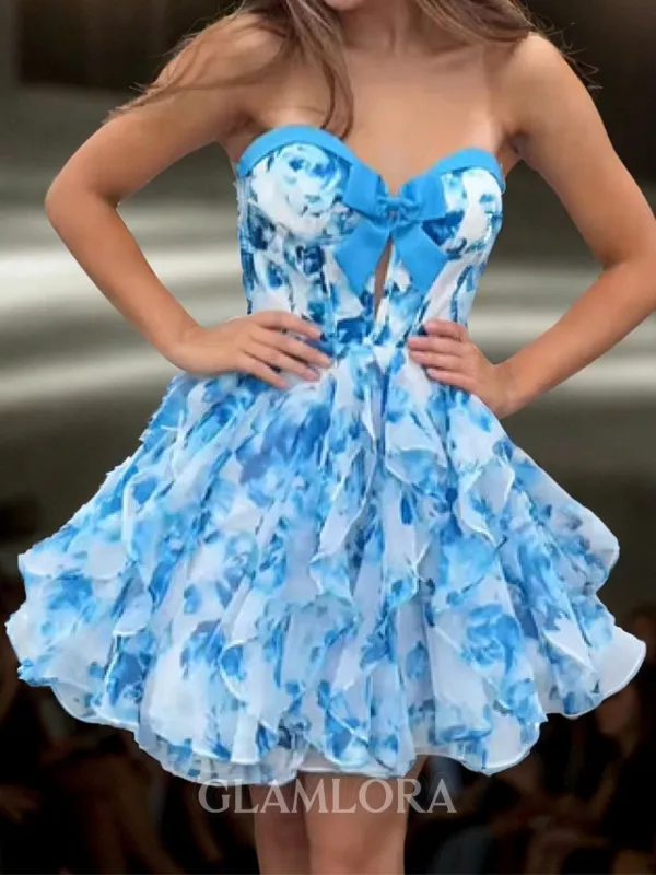 Mesmerizing A-line Sweetheart Ruffles Short/Mini Corset Homecoming Dress