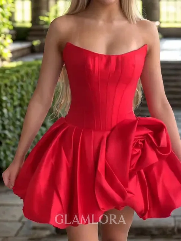 Magnificent A-line Straight Ruffles Short/Mini Satin Corset Homecoming Dress