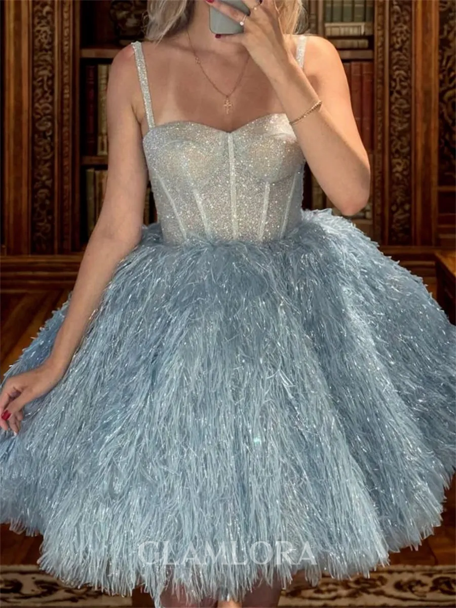 Stunning A-line Sweetheart Sequin Short/Mini Corset Homecoming Dress