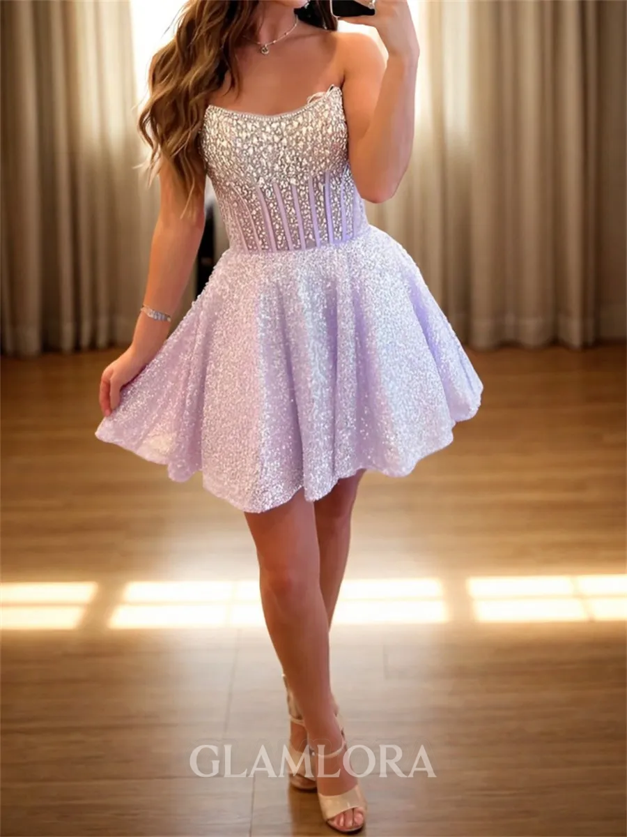 Enchanting A-line Straight Ruffles Short/Mini Corset Homecoming Dress