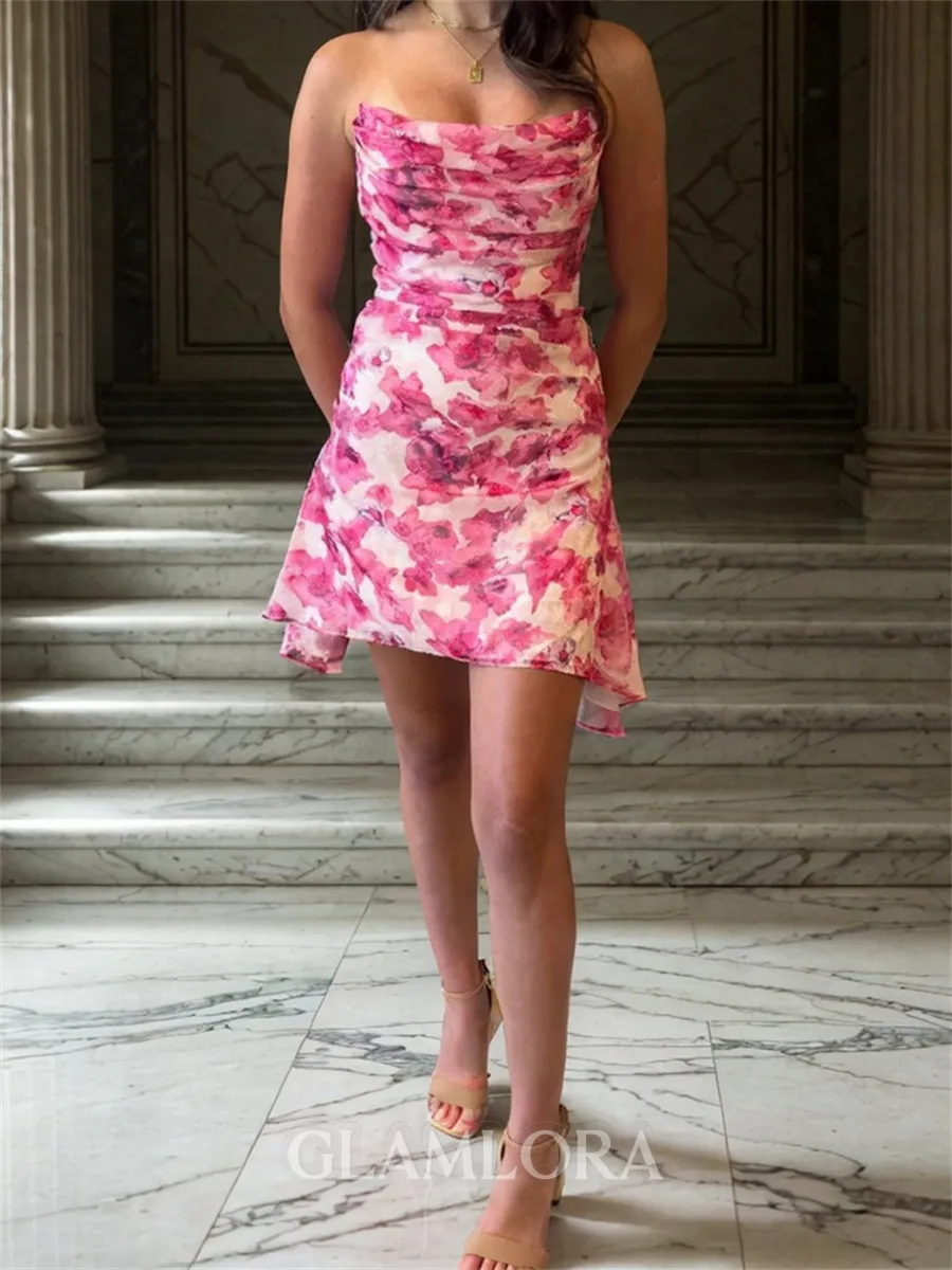 Striking A-line Straight Pleated Short/Mini Corset Homecoming Dress