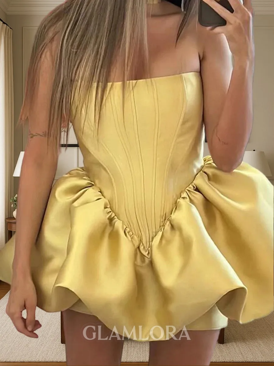 Fashion-forward A-line Straight Short/Mini Satin Corset Homecoming Dress