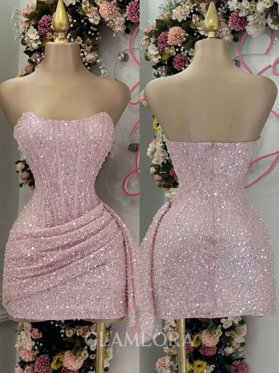 Classy Sheath Straight Pleated Short/Mini Corset Homecoming Dress