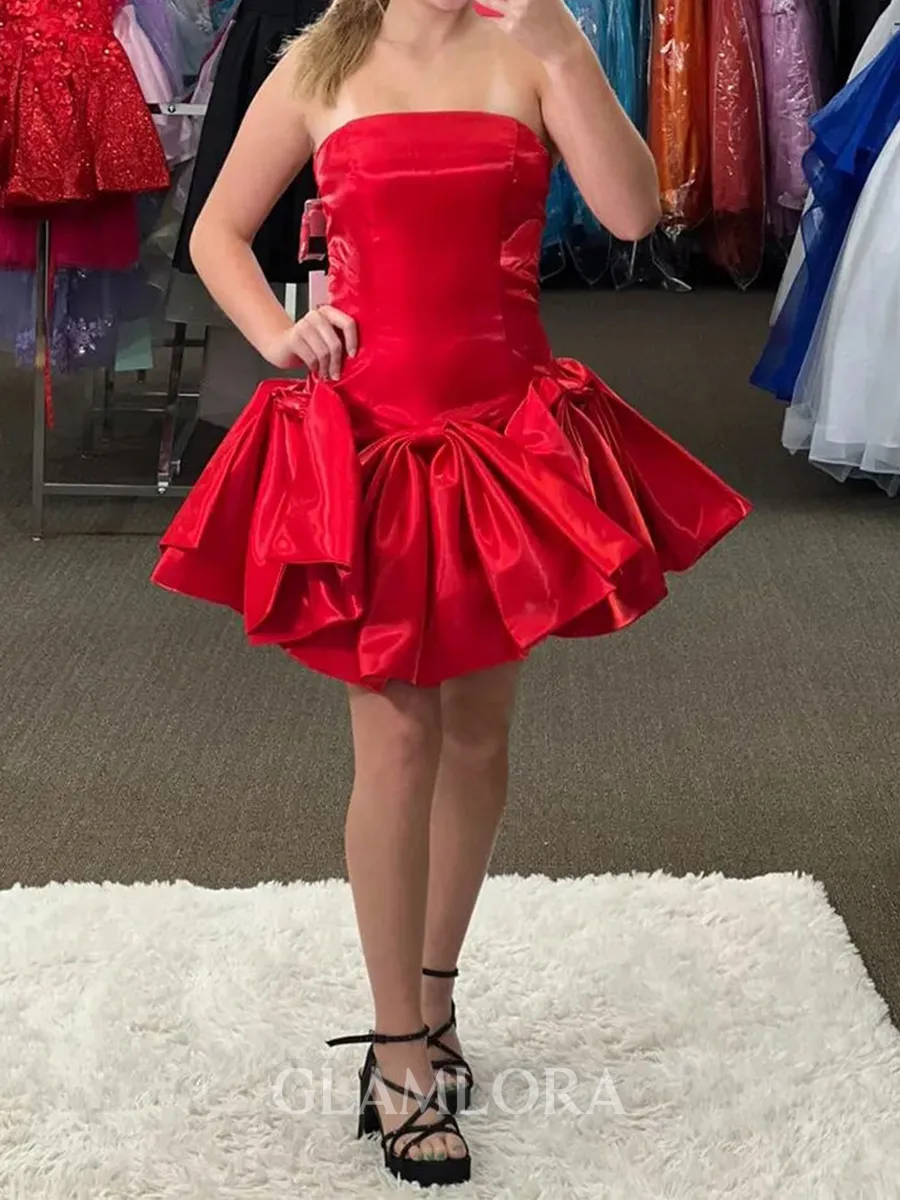 Luxurious A-line Straight Bow Short/Mini Corset Homecoming Dress