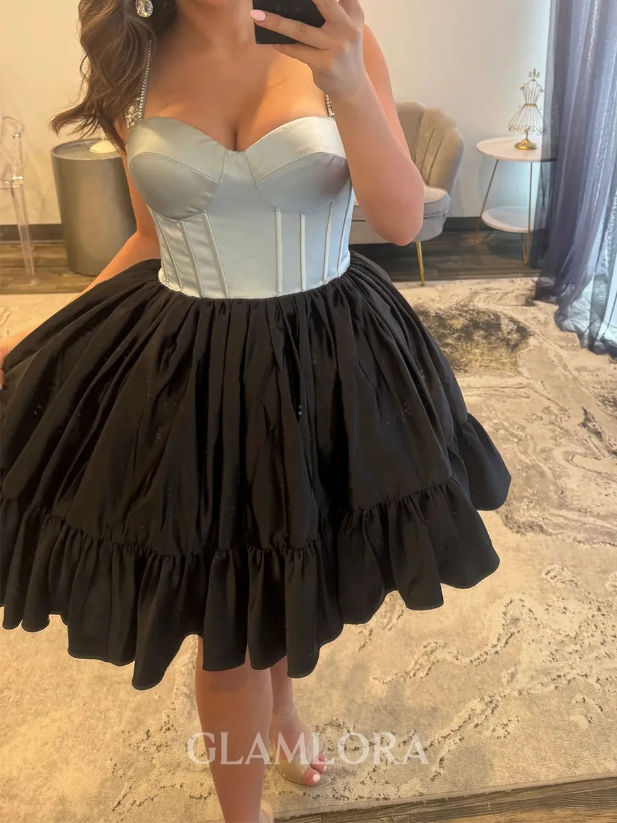 Striking A-line Sweetheart Ruffles Short/Mini Taffeta Corset Homecoming Dress