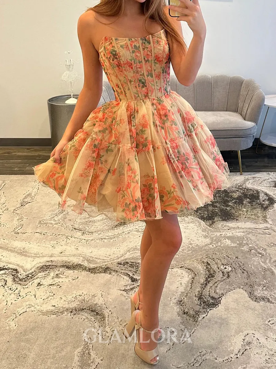 Aristocratic A-line Straight Ruffles Short/Mini Corset Homecoming Dress