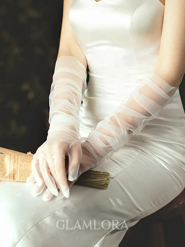 Pretty Tulle Opera Length Wedding Gloves