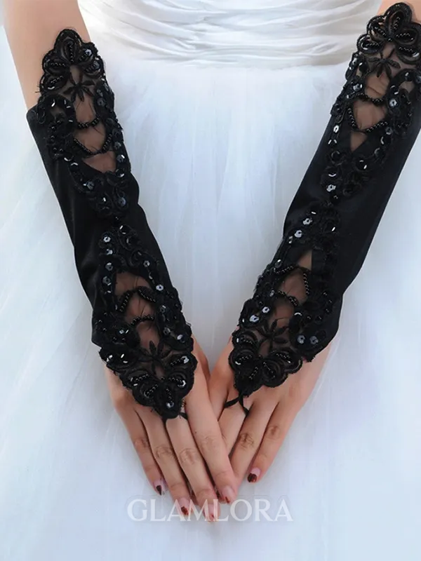 Stunning Cloth With Applique Wedding Gloves