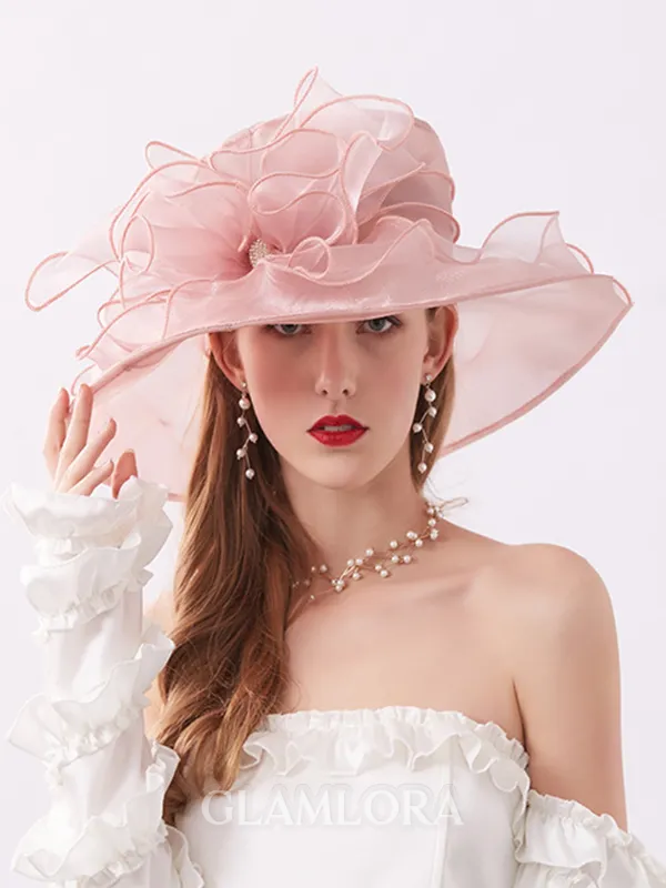 Ladies' Elegant Organza Silk Flower Adjustable Kentucky Derby Hats/Tea Party Hats