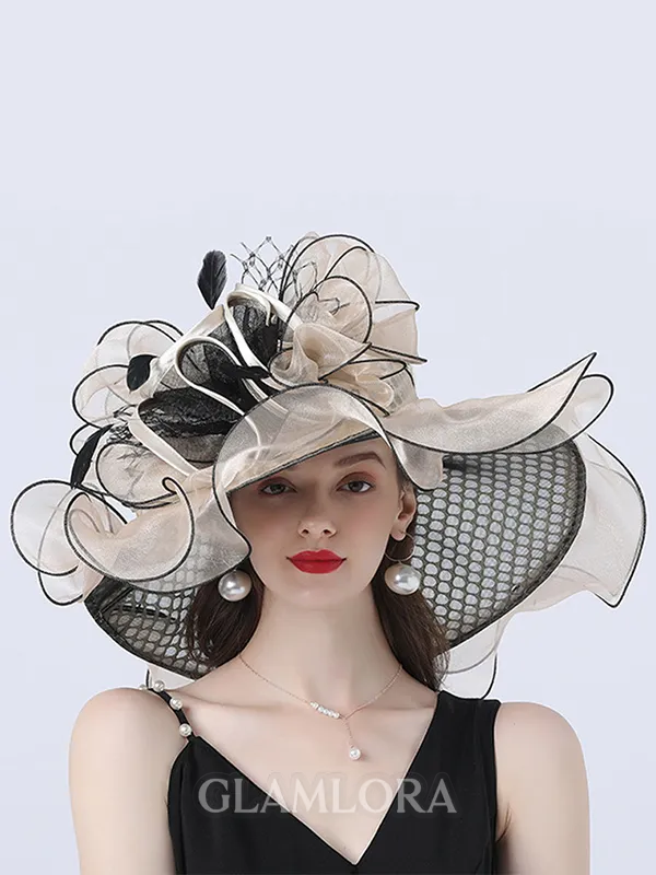 Ladies' Glamorous Organza With Silk Flower Beach/Sun Hats/Tea Party Hats