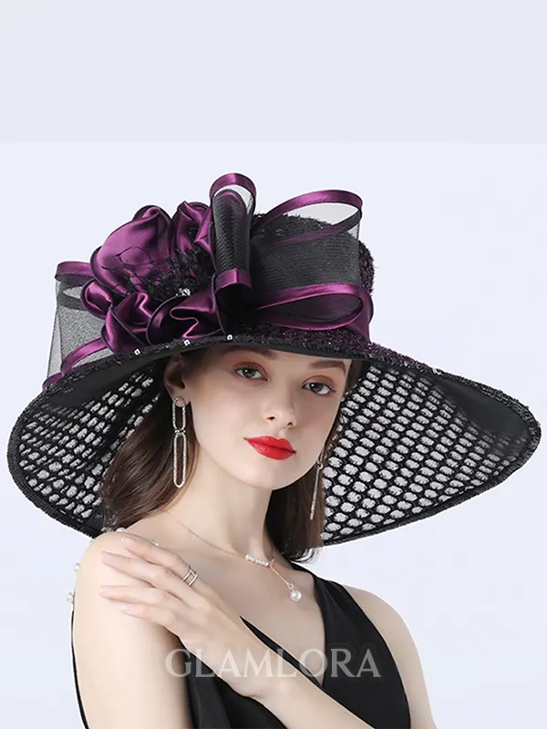 Ladies' Romantic Organza With Silk Flower Beach/Sun Hats/Kentucky Derby Hats/Tea Party Hats