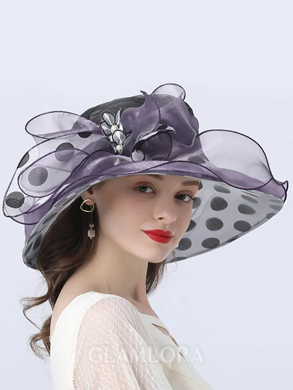 Ladies' Beautiful Organza With Silk Flower Beach/Sun Hats/Kentucky Derby Hats/Tea Party Hats