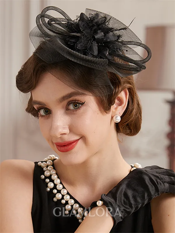 Ladies' Beautiful Tulle With Silk Flower Tea Party Hats