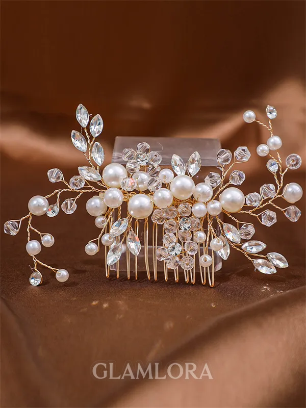 Simple Pearls With Rhinestone Headpieces