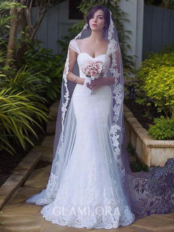 Trumpet/Mermaid Straps Sleeveless Sweep Train Tulle Flattering Wedding Dress