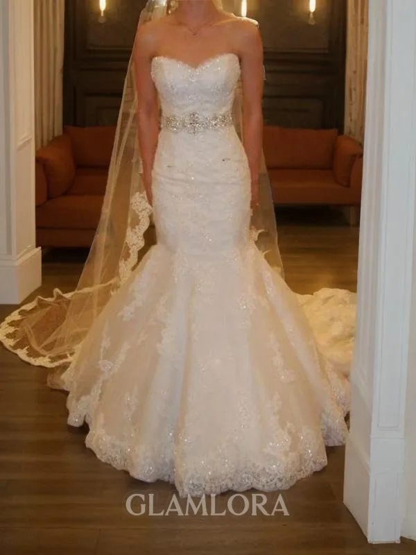 Trumpet/Mermaid Sweetheart Sleeveless Court Train Enchanting Tulle Wedding Dress