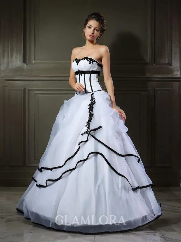 Ball-Gown Sweetheart Splendid Sleeveless Floor-Length Satin Wedding Dress With Applique