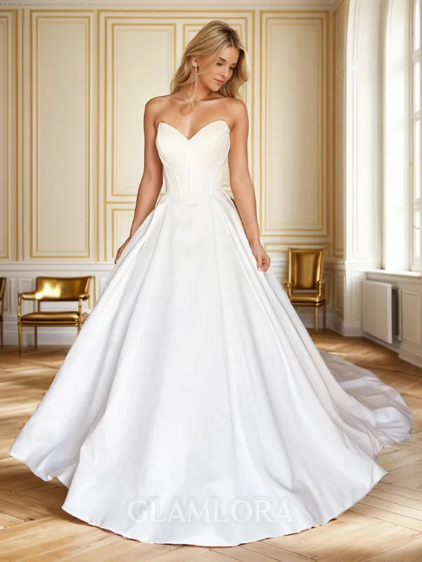 A-line Perfect Sweetheart Cathedral Train Stretch Crepe Corset Wedding Dress