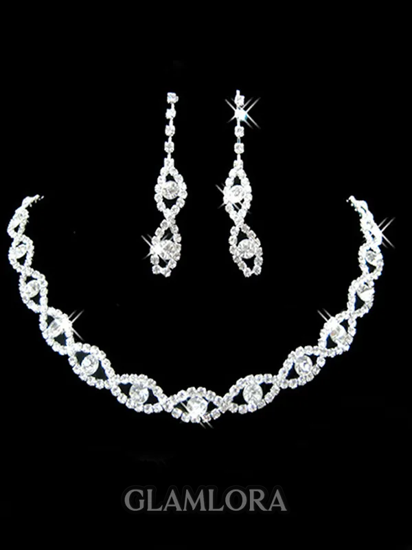 Korean Pretty Rhinestone Wedding Bridal Jewelry Set