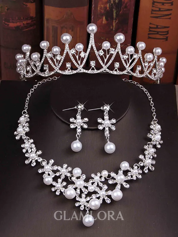 Glamorous Ladies'/Bridal Pearl With Rhinestone Jewelry Sets
