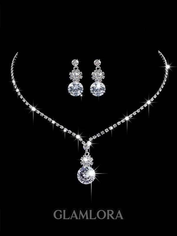 Ladies' Classic Copper With Rhinestone Jewelry Sets