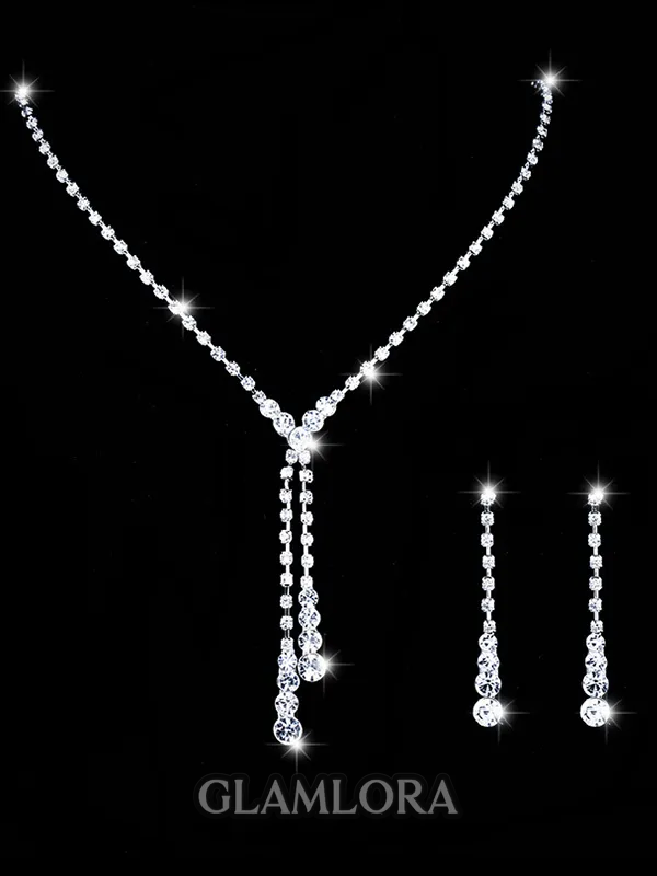 Stunning Copper With Rhinestone Jewelry Sets For Ladies