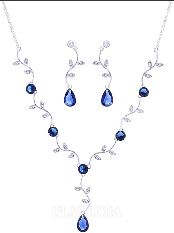 Brilliant Copper With Zircon Jewelry Sets For Ladies