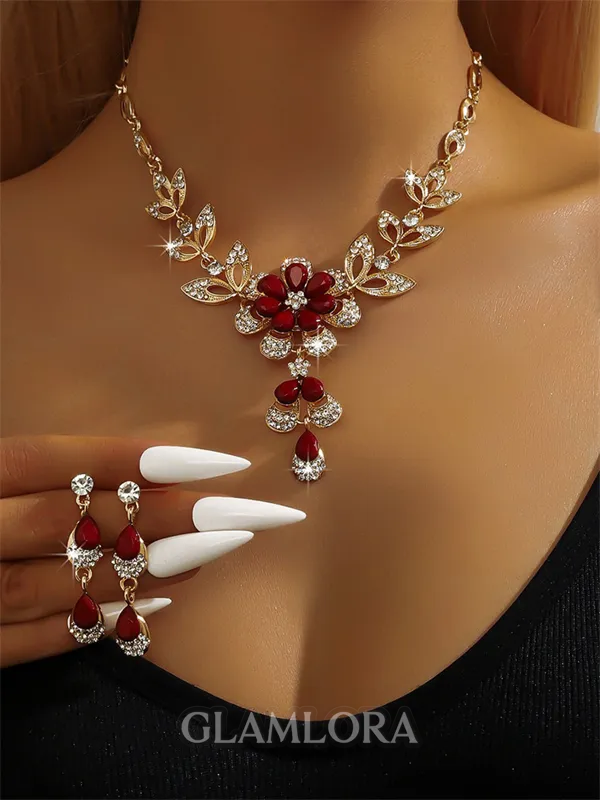 Stunning Alloy With Rhinestone Jewelry Set