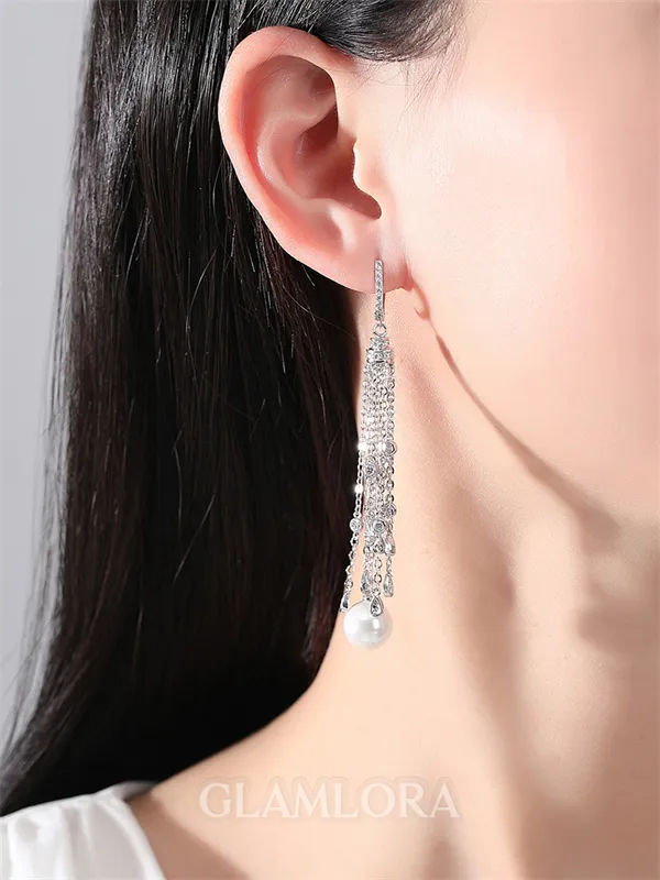 Beautiful Copper With Imitation Pearl Earrings