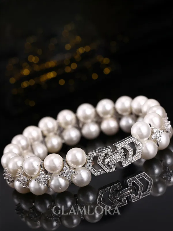 Sweet Copper With Imitation Pearl Bracelets