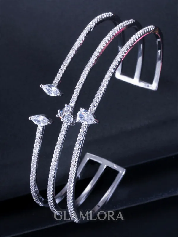 Simple Copper With Rhinestone Bracelets