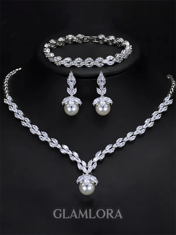Attractive Copper With Imitation Pearl Jewelry Set