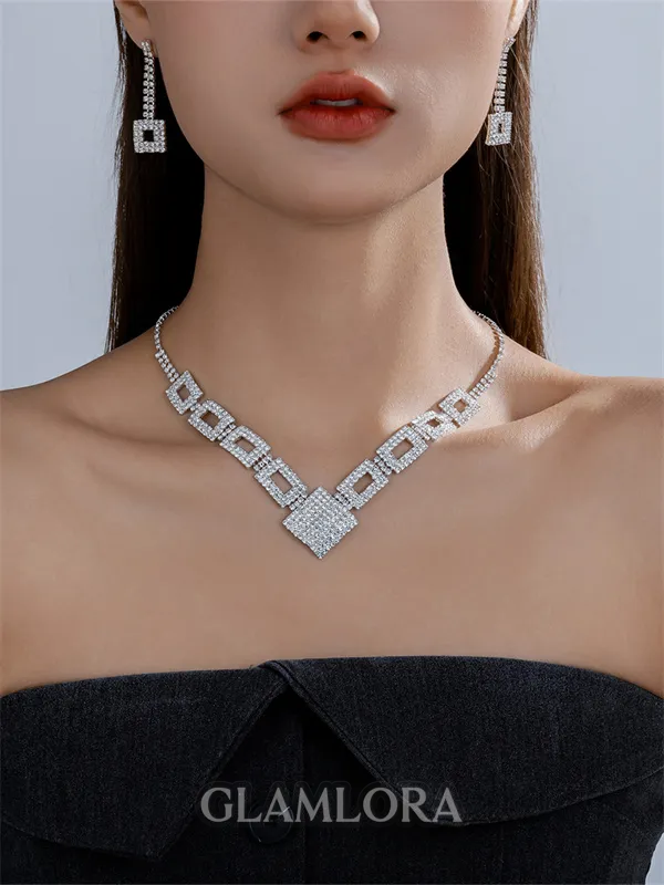 Luxurious Copper With Rhinestone Jewelry Set