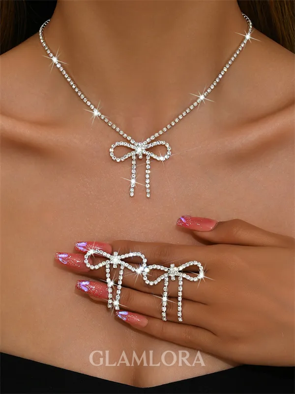 Pretty Copper With Rhinestone Jewelry Set