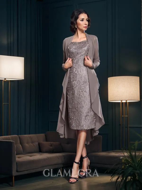 Sheath/Column Straps Sleeveless Tea-Length Chiffon Immaculate Mother of the Bride Dress