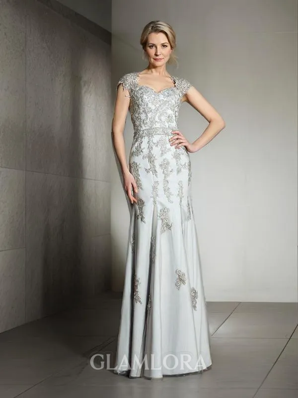 Sheath/Column Sweetheart Noble Sleeveless Floor-Length Satin Mother of the Bride Dress With Applique