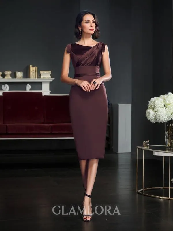 Sheath/Column Classy Sleeveless Knee-Length Satin Mother of the Bride Dress