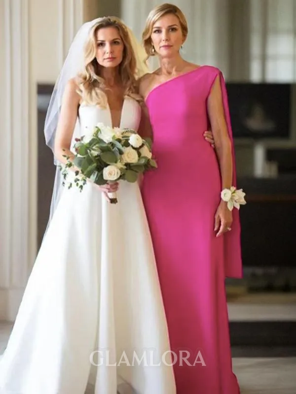 Sheath/Column One-Shoulder Sleeveless Immaculate Floor-Length Stretch Crepe Mother of the Bride Dress