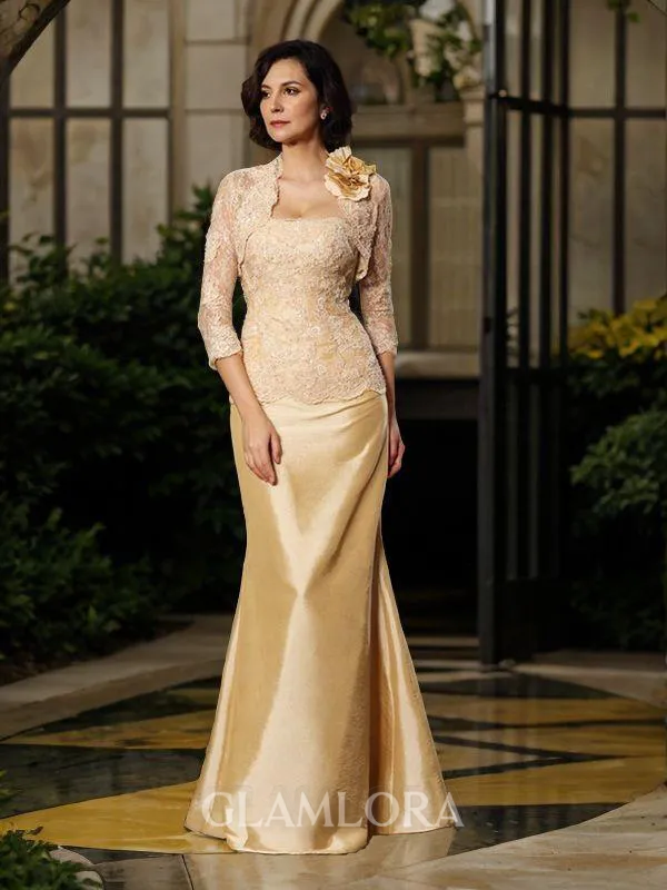 Trumpet/Mermaid Sweetheart Sleeveless Floor-Length Unique Taffeta Mother of the Bride Dress With Lace